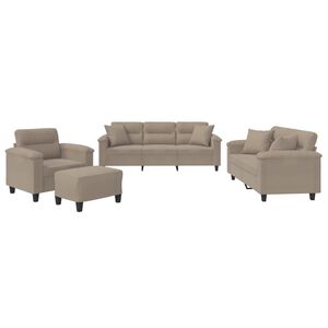 vidaXL 4-delige Loungeset met kussens microvezelstof taupe