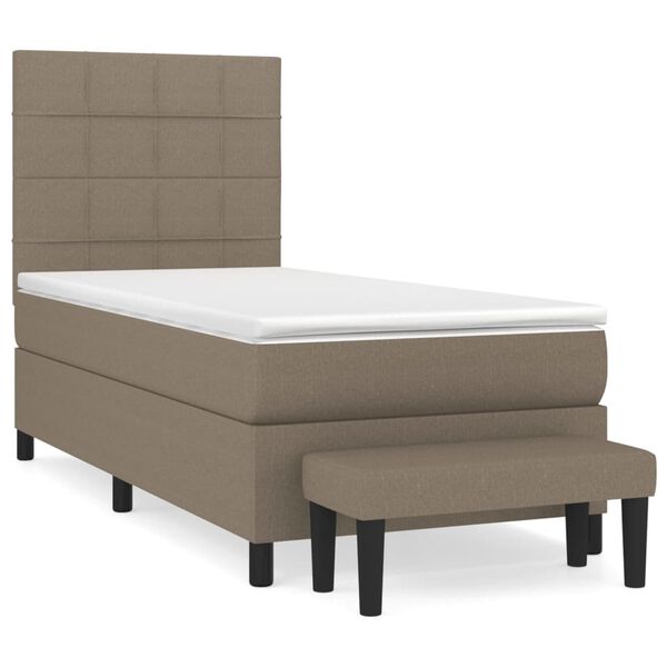 vidaXL Boxspring met matras stof taupe 100x200 cm