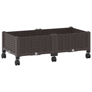 vidaXL Tuinschaal met wielen Bruin 80 x 40 x 29 cm PP
