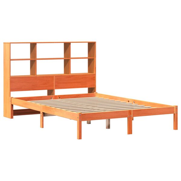 vidaXL Bed met boekenkast zonder matras grenenhout wasbruin 120x190 cm