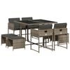 vidaXL 9-delige Tuinset met kussens poly rattan grijs
