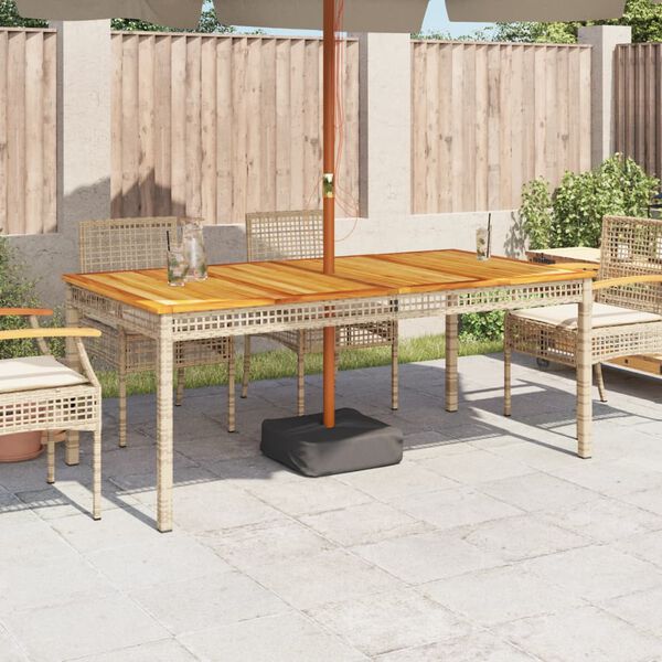 vidaXL Tuintafel 180x90x75 cm poly rattan en acaciahout beige