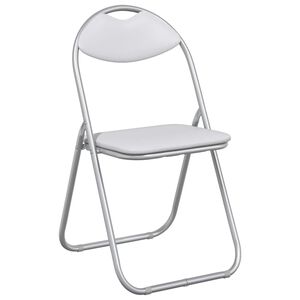 vidaXL Inklapbare stoel 8 st Nep Leer Wit en Grijs 48 x 43,5 x 81 cm