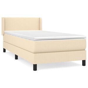 vidaXL Boxspring met matras stof cr&egrave;mekleurig 90x200 cm