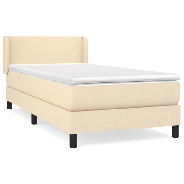 vidaXL Boxspring met matras stof cr&egrave;mekleurig 90x200 cm