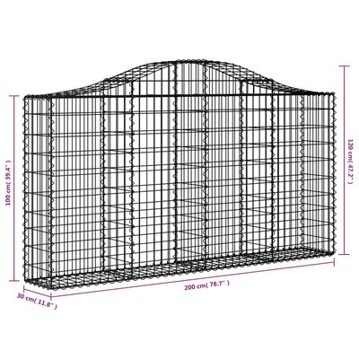 vidaXL Schanskorven 9 st gewelfd 200x30x100/120 cm ijzer