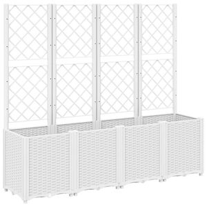vidaXL Plantenbak met latwerk 160x40x140 cm polypropeen wit