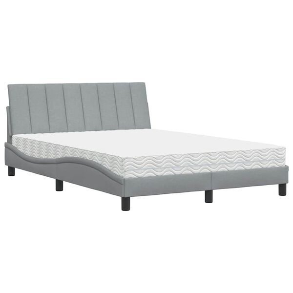 vidaXL Bed met matras "Hanko" stof lichtgrijs 140x200 cm