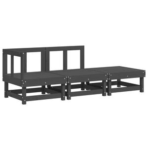 vidaXL 3-delige Loungeset massief grenenhout grijs