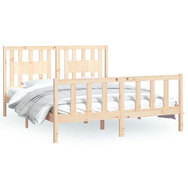 vidaXL Bedframe met hoofdbord massief grenenhout 160x200 cm