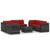 vidaXL 9-delige Loungeset met kussens grijs ge&iuml;mpregneerd hout