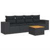 vidaXL 5-delige Loungeset met kussens poly rattan zwart