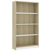 vidaXL Boekenkast met 4 schappen 80x24x142cm bewerkt hout wit en eiken
