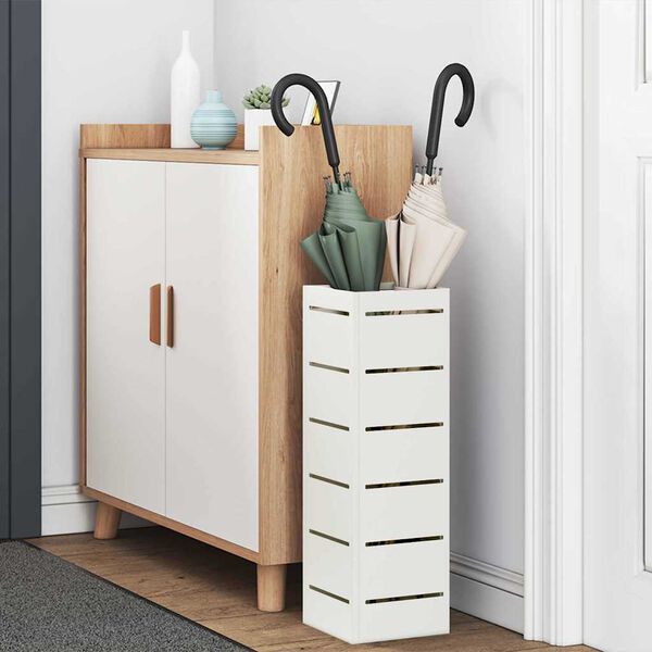 vidaXL Paraplu Standaard met opslag Wit 15,5 x 15,5 x 49 cm Metaal