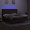 vidaXL Boxspring met matras en LED stof donkerbruin 160x200 cm