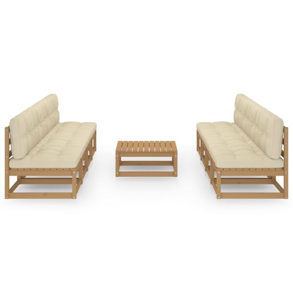 vidaXL 9-delige Loungeset met kussens massief grenenhout