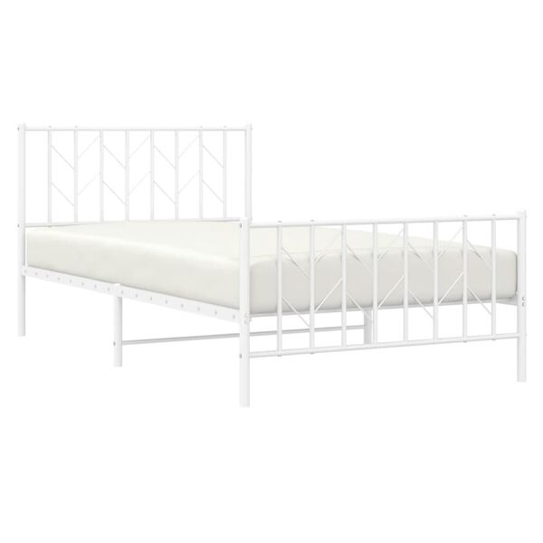 vidaXL Bedframe met hoofd- en voeteneinde&nbsp;metaal wit 107x203 cm
