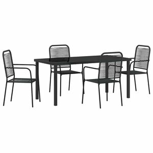 vidaXL Tuin eettafelset 5 pcs Zwart Gepoedercoat staal