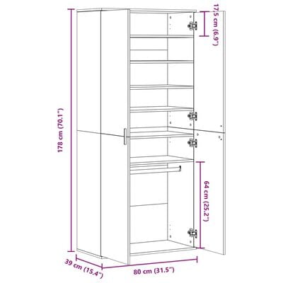 vidaXL Schoenenkast 80x39x178 cm spaanplaat zwart