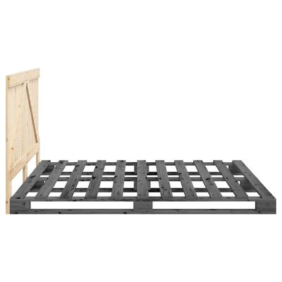 vidaXL Bedframe met hoofdbord massief grenenhout grijs 180x200