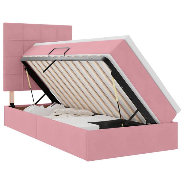 vidaXL Opslag bed met matras met matras Roze 100 x 200 cm Fluweel