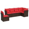 vidaXL 6-delige Loungeset met kussens poly rattan bruin
