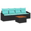 vidaXL Tuinbankenset 5 st Zwart poly rattan