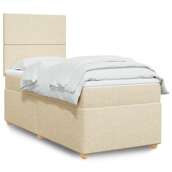 vidaXL Boxspring met matras stof cr&egrave;mekleurig 80x200 cm