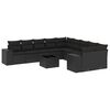vidaXL 11-delige Loungeset met kussens poly rattan zwart