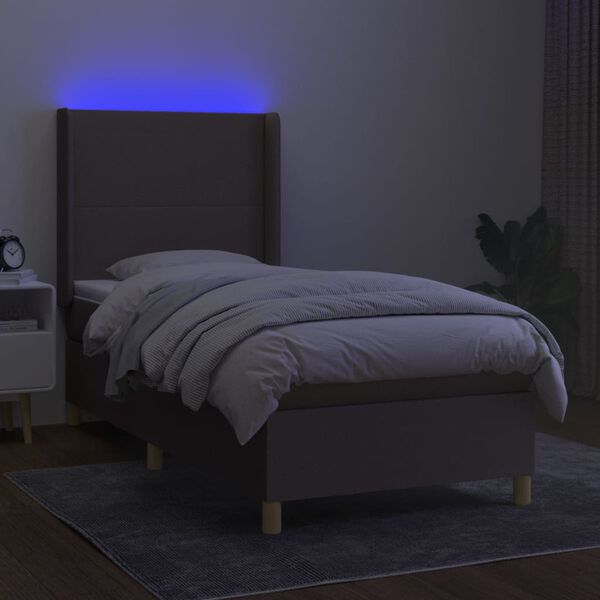 vidaXL Boxspring met matras en LED stof taupe 100x200 cm