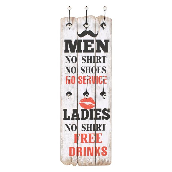 vidaXL Wandkapstok met 6 haken MEN LADIES 120x40 cm