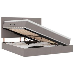 vidaXL Opslag bed met matras met matras Taupe 160 x 200 cm Polyester