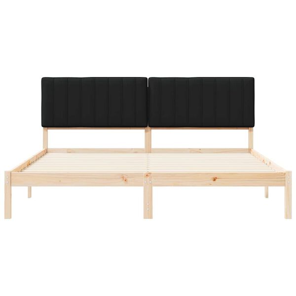 vidaXL Bedframe met Gevoerd Hoofdgedeelte Zwart 180 x 200 cm
