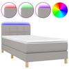 vidaXL Boxspring met matras en LED stof lichtgrijs 80x200 cm