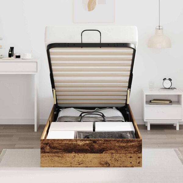 vidaXL Ottoman Bedframe Oudhout 80,5 x 200 cm Geconstrueerd hout