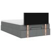 vidaXL Bed poef met matras en LED's 120x190 cm stof donkergrijs