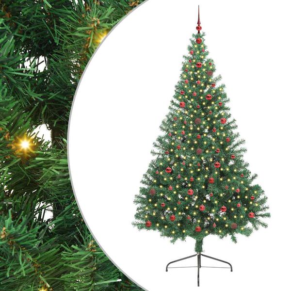 vidaXL Kunstmatig Voorverlicht Kerstboom met 300 LED Groen 240 cm PVC
