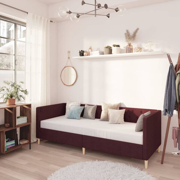 vidaXL Slaapbank met matras en USB stof paars 90x200 cm