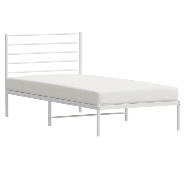 vidaXL Bedframe met hoofdbord metaal wit 100x200 cm