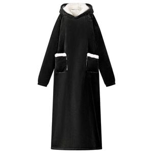 vidaXL Deken hoodie Zwart M Fleece en Flanel