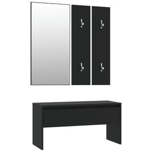 vidaXL Garderobe set bewerkt hout zwart