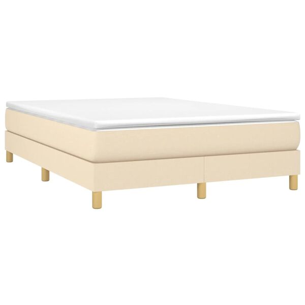vidaXL Boxspring bed stof cr&egrave;mekleurig 140x200 cm