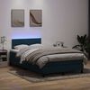 vidaXL Boxspring met matras en LED fluweel donkerblauw 120x210 cm