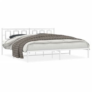 vidaXL Bedframe met hoofdbord metaal wit 193x203 cm