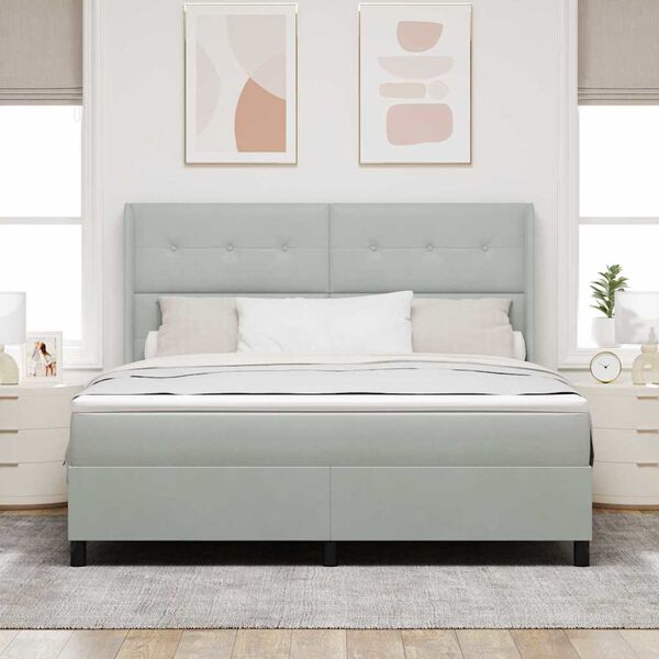 vidaXL Boxspringbed met matras Lichtgrijs 180 x 200 cm Fluweel