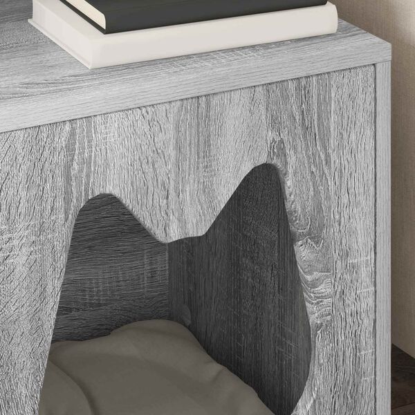 vidaXL Kattenhuis Grijs Sonoma 42,5 x 40 x 53,5 cm Bewerkt hout