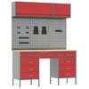 vidaXL Werkkast set 8 st Rood Poedergecoat staal en gefabriceerd hout