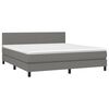 vidaXL Boxspring met matras stof donkergrijs 160x200 cm