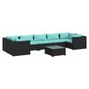 vidaXL 8-delige Loungeset met kussens poly rattan zwart