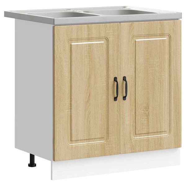 vidaXL Keukenkast Kalmar 2 pcs Bruin 80 x 46 x 81.5 cm Bewerkt hout